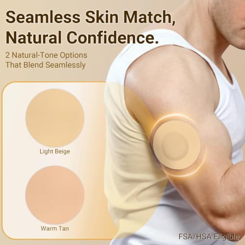 20 Pack Waterproof Skin-Tone Dexcom G7 & Stelo Sensor Patches - Beige, Light