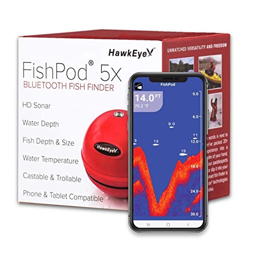 Hawkeye FishPod 5X Bluetooth Fish Finder with AI Technology & Mounting System