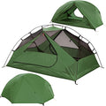 Green 2 Person Lightweight Backpacking Tent with High Headroom - Compact & Waterproof
