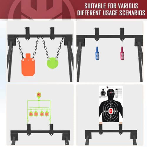 Height-Adjustable AR500 Steel Shooting Targets Set with Stand - Silhouette & Gong