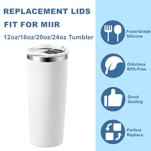 2Pack Compatible with MiiR Lid,Replacement Tumbler Lid Compatible with MiiR 12oz/16oz/20oz/24oz Stainless Steel Tumbler,Leak-Proof,BPA-Free.(Not a Magnetic Lid)