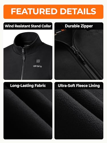 Women’s Heated Fleece Vest - Lightweight 4-Zone Layer Vest, Medium Black