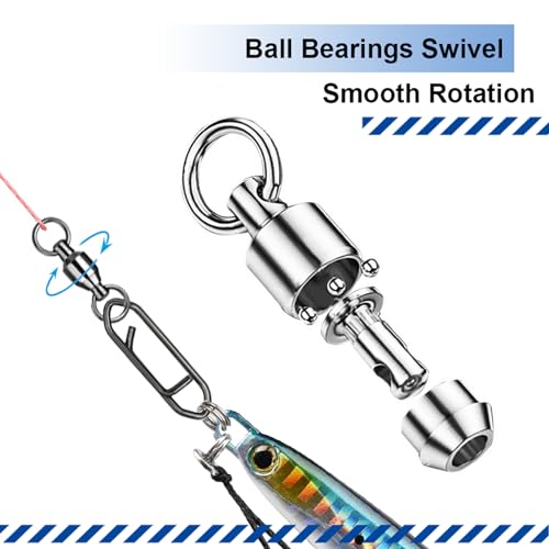 Fishing Snap Connectors Stainless Steel Ball Swivels 66lb 25 Pack Size 2+M