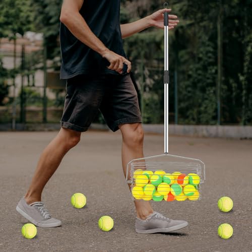 Portable Retractable Tennis Ball Retriever with Basket - Easy Ball Pickup