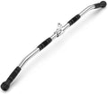 LAT Bar Cable Attachment with Rubber Handgrips, Deluxe Heavy Duty Solid Curl Bar Revolving Hanger Home Gym Cable Attachments (35.5 in Lat Bar)