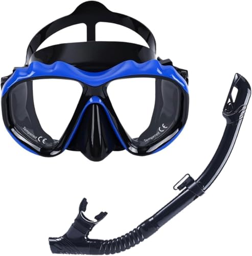 Adult Snorkel Mask with Magnifying Lenses - Tempered Glass, Anti-Fog, Comfortable Fit