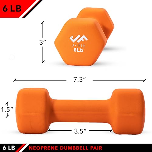 6 lb Neoprene Coated Dumbbell Pair for Home Gym & Strength Training