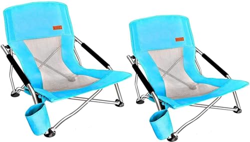 Nice C Ocean_2 Blue Low Beach Folding Chair - Camping & Outdoor Seat