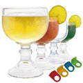 Classic 21.5 Oz Margarita & Cocktail Glass Set of 4 with Color Clips - Lead-Free Crystal