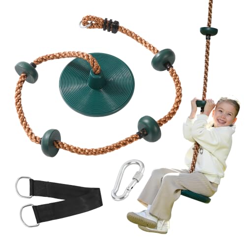 Disc Swing for Kids with Climbing Rope, 220 lb Capacity, Tree Swing Accessory