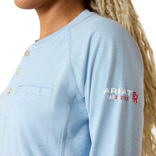 ARIAT Women's Fr Air Henley Long Sleeve Top - Small Colony Blue Heather