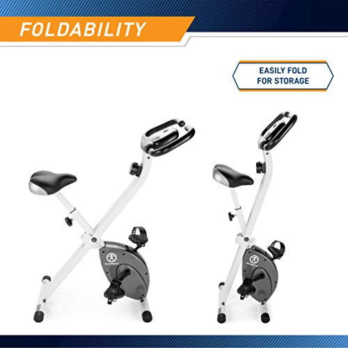 Foldable Upright Exercise Bike with Adjustable Resistance - White Variant