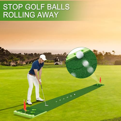 Indoor Golf Putting Game Set - Green with Front Border - Portable & Durable