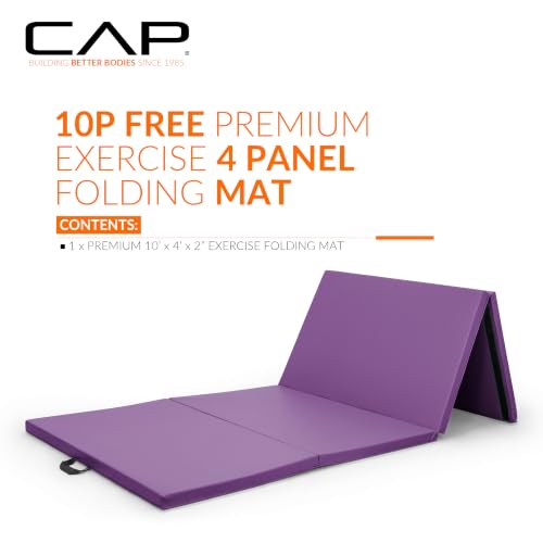 2-Inch Thick Folding Exercise Mat for Gymnastics & Fitness - Purple, 10x4 ft