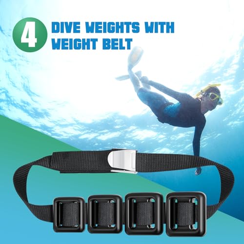 Dive Weights Belt Set 4 Pcs Nylon Scuba Diving Weight Belt with Quick Release Buckle - Black / 1.1lb, 2.2lb, 3.3lb, 4.4lb