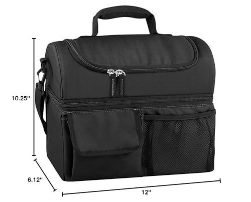 Thermos Lunch Cooler Bag - Black, Insulated, Adjustable Strap, One Size