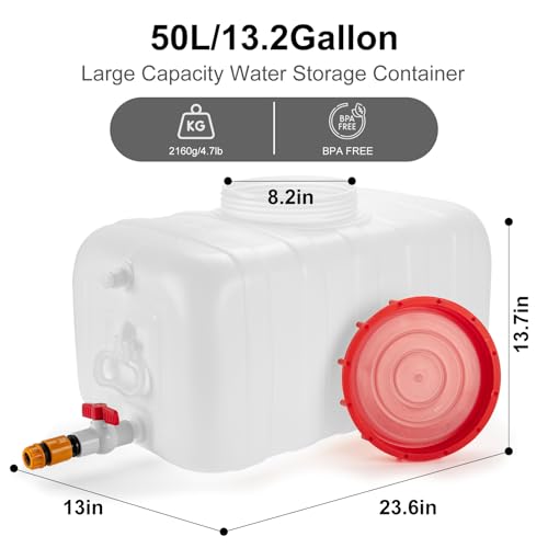 LJJJXXX 23.6x13x13.7in Portable Water Tank with Faucet - Food-Grade, Impact-Resistant, Leak-Proof for Camping & Outdoor Use