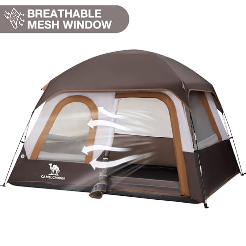 Camel Crown 4 Person Waterproof Camping Tent - Coffee Brown, Lightweight & Portable for Outdoor Hiking & Camping