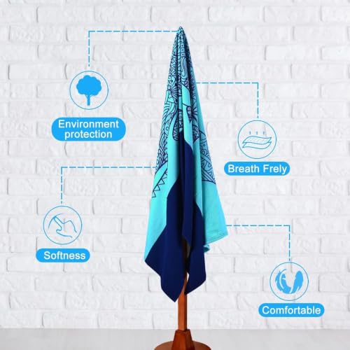 Oversized Beach Towel Set 36x72 Navy Turtle Palm Tree 2 Pack - Soft Travel Essentials