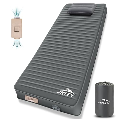 AKUDY Grey Self-Inflating Sleeping Pad with Electric Pump - Single