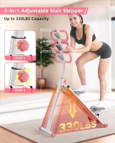 BULAPEACH Pink Vertical Climber Stair Stepper for Full Body Workout Home Exercise