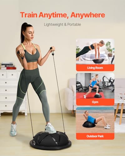 Half Exercise Ball Trainer 23/26 Inch Balance Ball with Resistance Bands & Pump