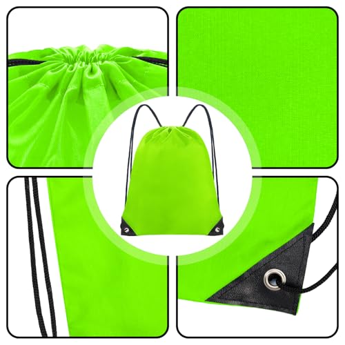 Light Green Drawstring Backpack Bulk 70 Pack 16.5x13.4in for Gym Camping
