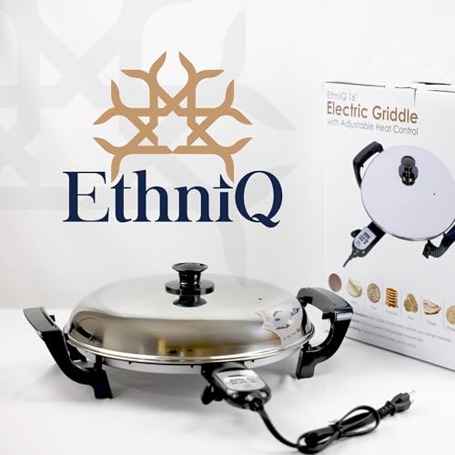 Ethniq 16-Inch Electric Crepe Griddle for Injera & Pancakes - Digital Temp Control