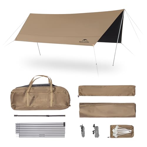 Naturehike 16.4 x 12.5 ft Waterproof Camping Tent Tarp with Poles and Rain Shelter