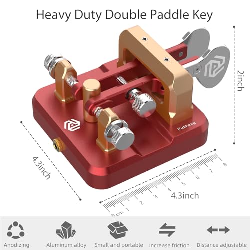 Putikeeg Red Aluminum Morse Code Key with Square Base for Radio Enthusiasts