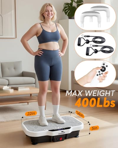 Grey Vibration Plate Exercise Machine with Bluetooth - Adjustable Fitness Platform for Weight Loss & Body Toning