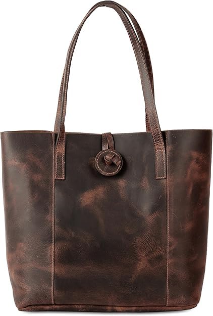 Vintage Crafts Buffalo Leather Tote Bag - Genuine Leather Handbag & Shopper Purse