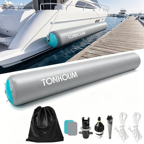 Heavy Duty Inflatable Boat Fenders 10ft Gray Lake Blue Mooring Protectors