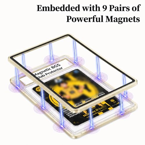 Gold BGS Card Case with Foldable Metal Stand for 35PT Graded Cards UV & Bumper Protection
