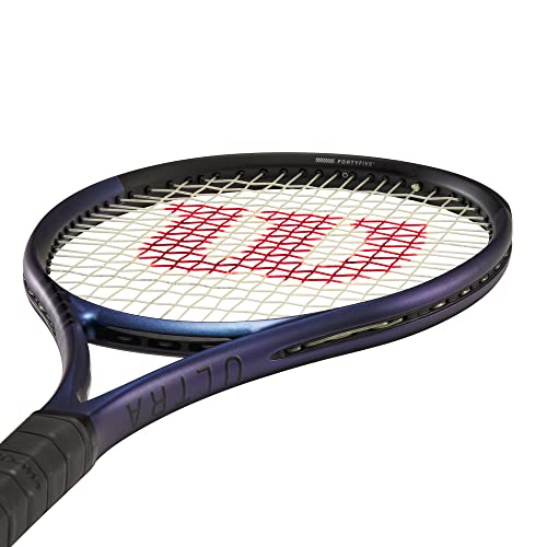 Wilson Ultra 100UL v4.0 Performance Tennis Racket - Grip Size 3-4 3/8", Strung with Sensation 16 Natural at Mid Range Tension