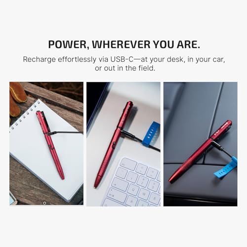 OLIGHT O'Pen 3 4-in-1 Rechargeable Pen Light with Ballpoint Refill, Wine Red