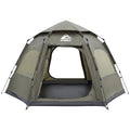 Hewolf 2-4 Person Instant Pop Up Camping Tent - Waterproof Hexagonal Dome, Dark Green