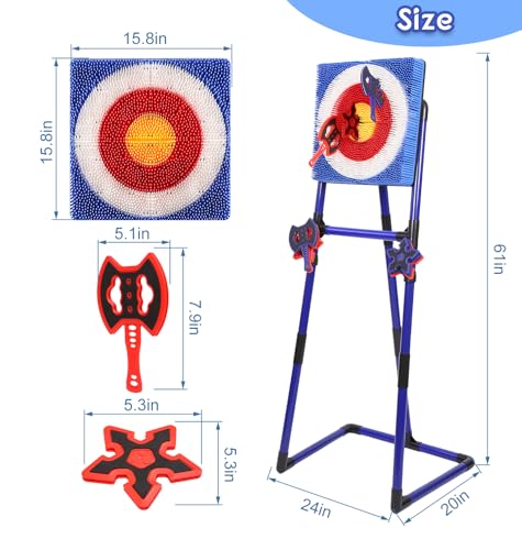 Steadyjoy Blue Backyard Axe Throwing Game Set with 6 Axes & Darts, Portable Indoor/Outdoor