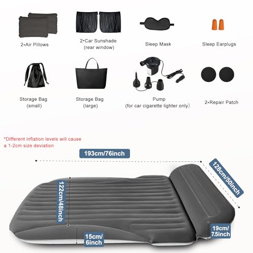 Ciremiv SUV Air Mattress Dark Coffee with Pump - Double Side Flocked Car Bed