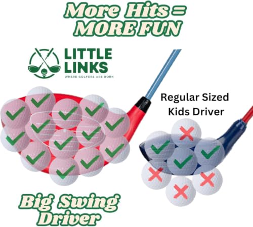Kids Golf Driver - Oversized 1200cc Clubhead, Right Hand, Ages 2-6, Red Variation
