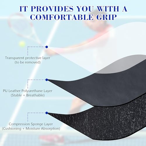 Xaspac 6 Pack Premium Overgrip Tape for Tennis, Pickleball & Badminton - Absorbent Dry Feel, Anti-Slip PU Material, Pre-Cut for Easy Installation, Enhanced Control & Durability (Black/White)