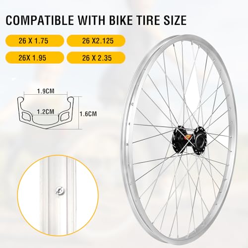 WEEROCK 26 Inch Adult Tricycle Wheelset - Right Rear Alloy Wheel for 3-Wheel Bikes