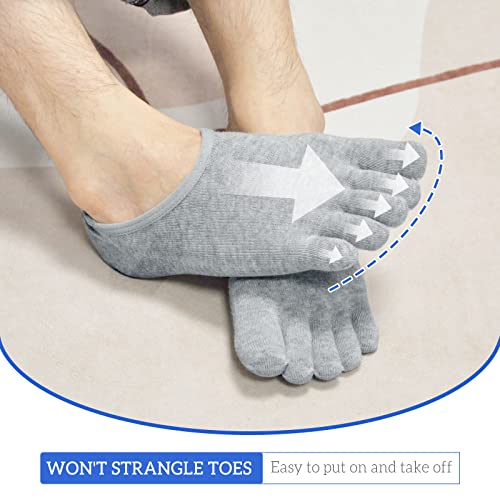 Hellomamma No Show Toe Socks for Men Multicoloured 4 Pairs Size 9-11 - Low Cut Running & Sports Socks