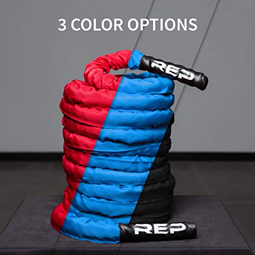 Heavy Battle Rope 30Ft 40Ft 50Ft with Sleeve & Textured Handles – Home Gym Fitness Equipment Variation of BlackWithSleeve 1.5 x 30 ft