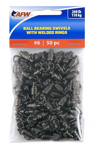 AFW Solid Brass Ball Bearing Snap Swivels Size 6 260lb Test Black Fishing Tackle