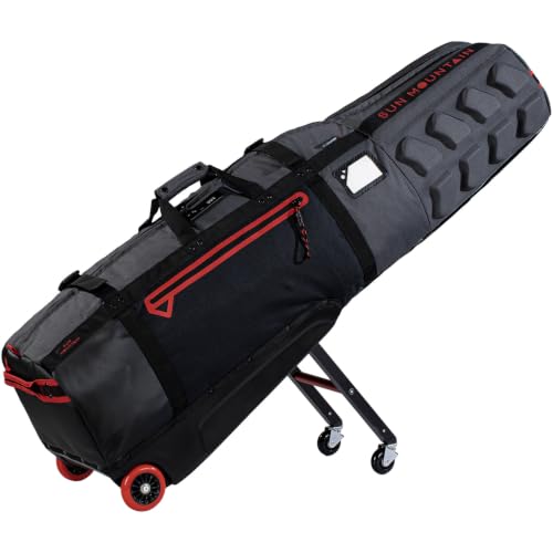 Sun Mountain ClubGlider 3 Golf Travel Bag - Black Steel Red, 4-Wheel Retractable Leg