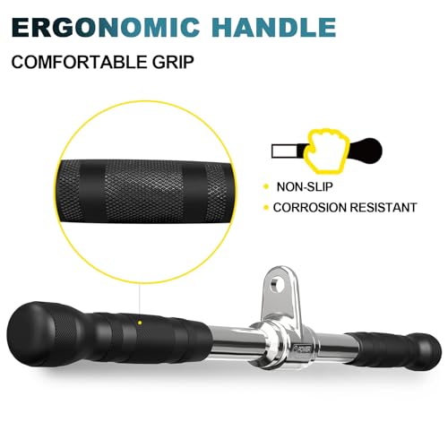 Triceps Pull Down Cable Attachment Set for Home Gym - Nylon Braided Ropes & Steel Handles
