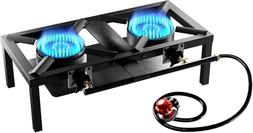 GasOne Black Double Propane Burner for Outdoor Cooking, Camping & Home Brewing