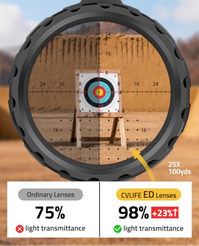 CVLIFE 5-25x56 FFP Rifle Scope with ED Glass, Zero Stop & Illuminated Reticle