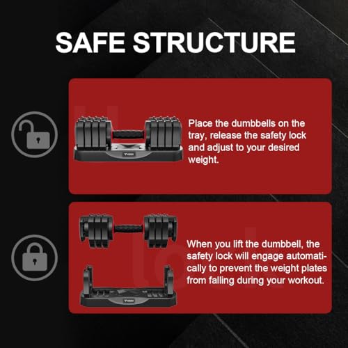 VEICK 25 lb Adjustable Dumbbell Set with 2 Handles, 5-25 lb per Dumbbell, Home Gym Equipment